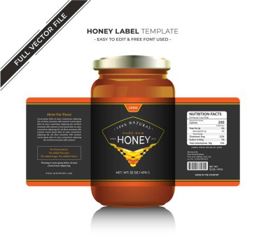 Honey label design and honey design natural pure honey bee label with vector new honey jar label product sticker design creative and modern packaging gold honey black label organic honey food custom design label full vector print ready file honey tag clipart