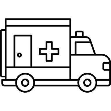 Ambulans Hattı Simgesi Minimum Acil Tıbbi Servis Aracı Vektör Sembolü