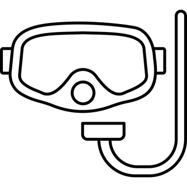 Scuba Maske Çizgisi Simgesi Minimum Dalış ve Sualtı Keşif Vektörü Sembolü