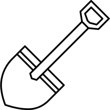 Kürek Hattı Simgesi Asgari Kazma Aracı ve Bahçe Malzemeleri Vektörü Sembolü