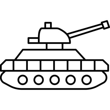 Tank Hattı Simgesi Asgari Askeri Araç ve Savaş Vektörü Sembolü