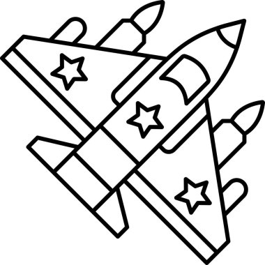 Savaşçı Jet Hattı Simgesi Asgari Askeri Uçak ve Savaş Vektörü Sembolü