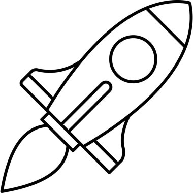 Roket Hattı Simgesi Asgari Fırlatma ve Uzay Keşif Vektörü Sembolü
