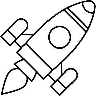 Roket Hattı Simgesi Asgari Fırlatma ve Uzay Keşif Vektörü Sembolü