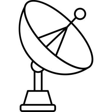 TV Tabağı Satırı Simgesi Asgari Uydu ve İletişim Vektörü Sembolü