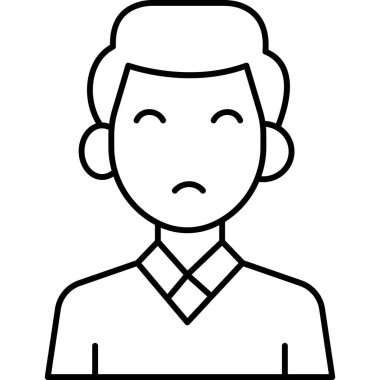 Çocuk Avatar Satır Simgesi Asgari Karakteri ve Profil Vektörü Sembolü