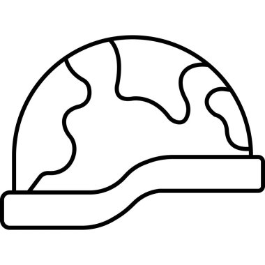 Asker Miğferi Çizgisi Simgesi Asgari Askeri Başlık Vektör Sembolü