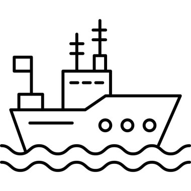 Gemi Hattı Simgesi Minimum Gemi ve Denizcilik Vektörü Sembolü
