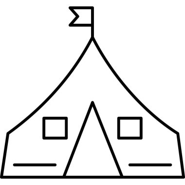 Çadır Hattı Simgesi Minimum Kamp ve Açık Hava Sığınma Vektörü Sembolü