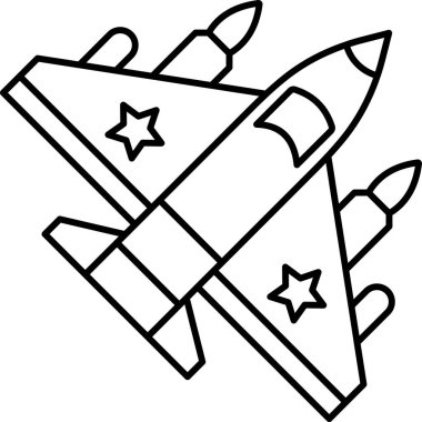 Savaşçı Jet Hattı Simgesi Asgari Askeri Uçak Vektör Sembolü