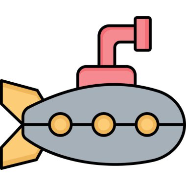 Su Denizaltısı Simgesi Fill Style Su altı Gemisi ve Deniz Sembolü