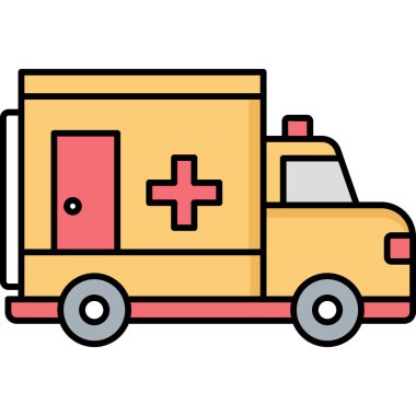 Doldurma Biçimli Ambulans Simgesi Acil Tıbbi ve Kurtarma Sembolü