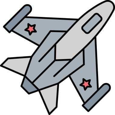 Avcı Jet Simgesi Doldurma Biçimli Hava Savaş ve Askeri Güç Sembolü