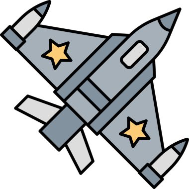 Avcı Jet Simgesi Doldurma Biçimli Hava Savaş ve Askeri Güç Sembolü