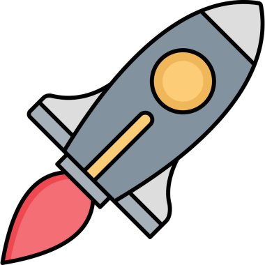 Doldurma Biçimli Roket Simgesi Uzay Keşfi ve Çalıştırma Sembolü