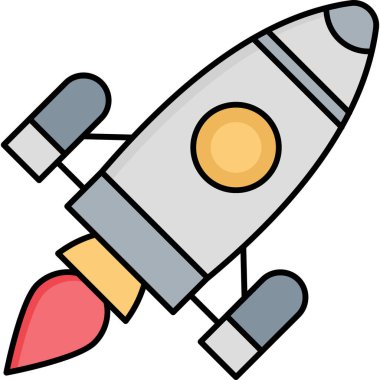 Doldurma Biçimli Roket Simgesi Uzay Keşfi ve Çalıştırma Sembolü