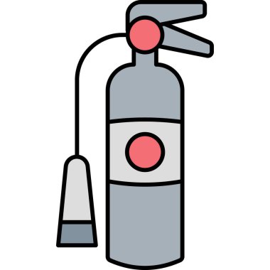 Silindir Simgesini Doldurma Biçiminde Ateş Güvenliği ve Koruma Sembolü ile Ateşle