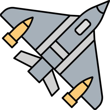 Avcı Jet Simgesi Doldurma Biçimli Hava Savaş ve Askeri Güç Sembolü