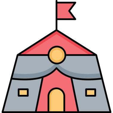 Doldurma Biçiminde Çadır Simgesi Sığınak ve Açık Hava Sembolü