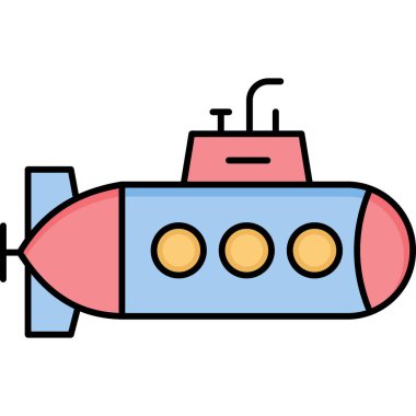 Su Denizaltısı Simgesi Fill Style Su altı Gemisi ve Deniz Sembolü