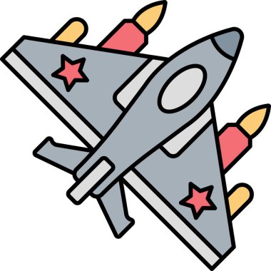 Avcı Jet Simgesi Doldurma Biçimli Hava Savaş ve Askeri Güç Sembolü