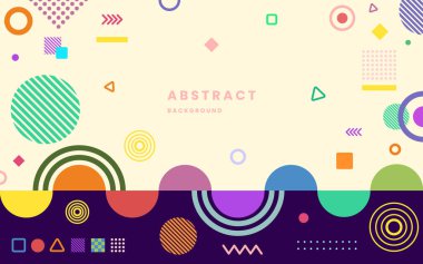 Renkli soyut geometrik şekiller tasarım elemanı arka planı. Renkli neo geometrik poster. Resim vektörü 10 eps.
