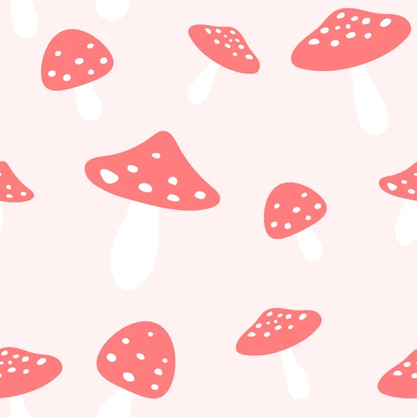 蘑菇无缝图案 粉红蘑菇图案设计简单 图例向量10 Eps — 图库矢量图片
