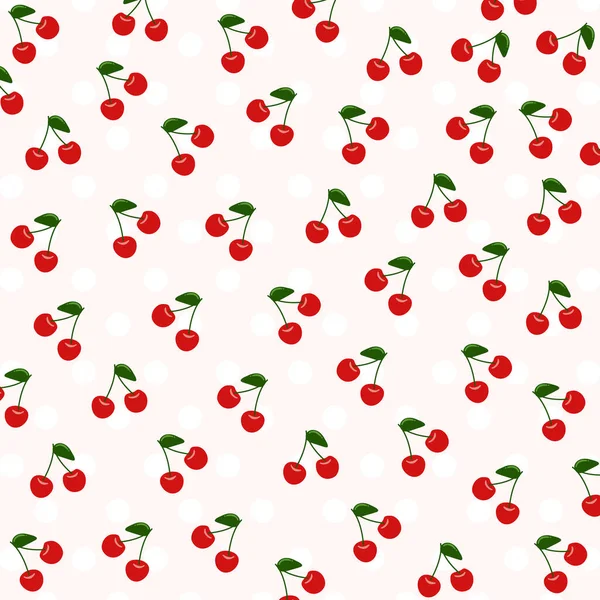 stock vector Cherry seamless pattern. seamless juicy red cherries pattern. Summer berries, fruits, leaves. illustration vector 10 eps.