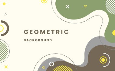 Soyut arkaplan renkli şablon afişi ve geometrik. Yeşil ve kahverengi gradyan renkte sıvı şekilli tasarım. Görüntü vektörü 10 eps.
