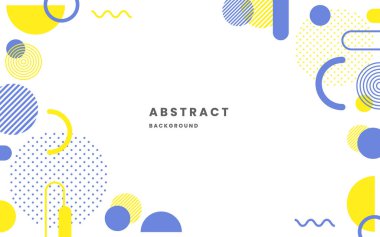 Renkli soyut geometrik şekiller tasarım elemanı arka planı. Beyaz arka planlar. Geometrik şekiller mavi ve sarı, modern şekiller. Görüntü vektörü 10 eps.