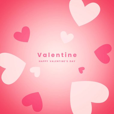 Sevgililer Günü posteri ya da pembe arka planda bir sürü tatlı kalbi olan afiş. Sevgililer Günü romantizm şablonunun modern arka planı düzenlenebilir. Görüntü vektörü 10 eps.