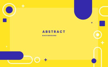 Renkli soyut geometrik şekiller tasarım elemanı arka planı. Sarı arka plan. Geometrik şekiller mavi ve sarı, modern şekiller. Görüntü vektörü 10 eps.