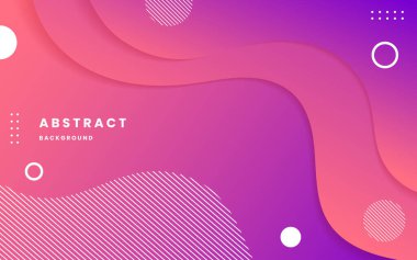 Akışkan Şekiller ve Geometrik Elementlerle Modern Soyut Gradyan Arkaplanı. Web ve Sunum için Pembe Mor Dinamik Tasarım. Görüntü vektörü 10 eps.