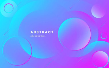 Parlayan Daireler ve Çizgiler, Neon Mavisi ve Pembesi olan fütüristik Gradyan Soyut Arkaplanı. Görüntü vektörü 10 eps.