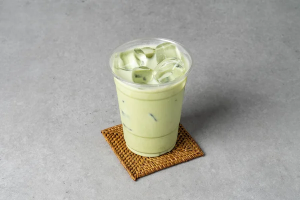 Korean Gaya Makanan Kafe Matcha Latte — Stok Foto