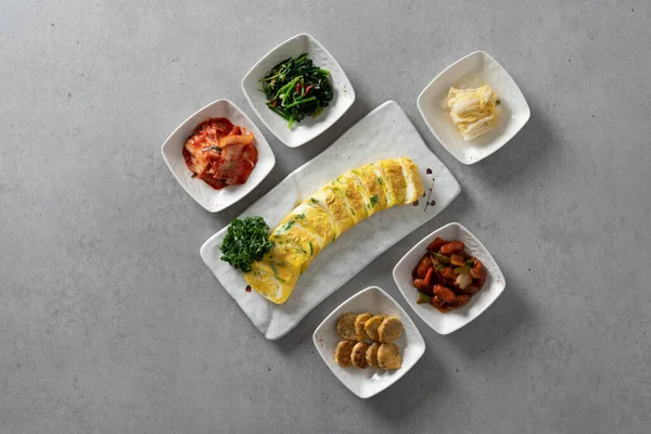 Korean food dish Rolled omelet, grilled fish, grilled mackerel, side dish