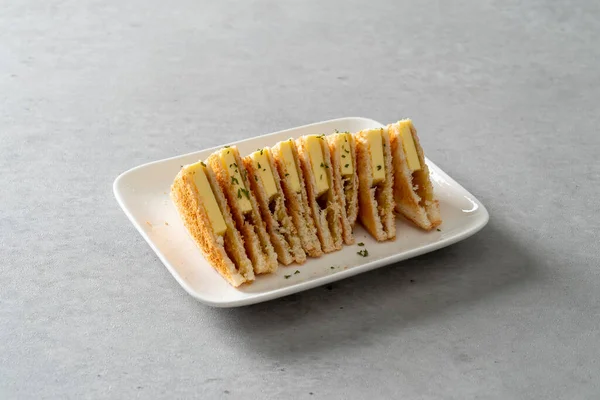 Boter Toast Ham Groenten Roerbak Kimchi Gebakken Rijst Kimchi Kip — Stockfoto