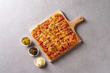 Pizza, tavuk, tavuk budu, kızarmış, pepperoni, bufalo, çubuk, makarna,