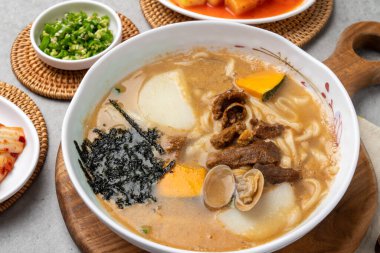 Korean food, seafood, agu, jjim, whole ribs, soup, kimchi, spam, dumplings, meat, clams, kalguksu, sea urchin eggs, side dishes, traditions clipart