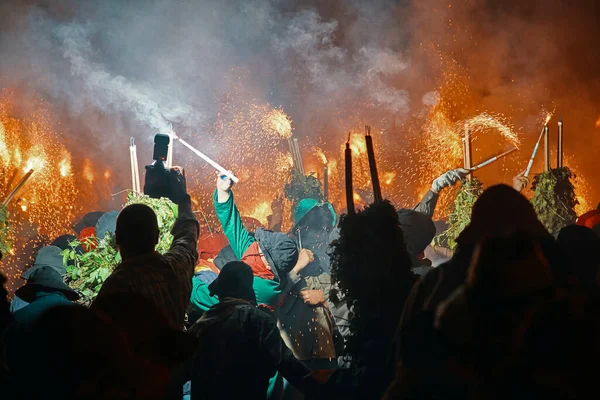 stock image traditional festival with firecrackers and sparks named the Patum