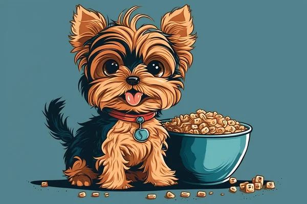 Cute yorkshire terrier anime eats plays runs and smiles.