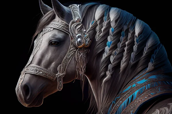 Native American Indian horse knight portrait.