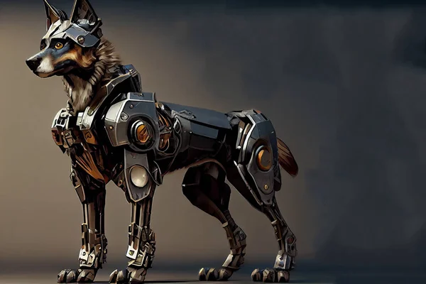 Dog robot husky future technology anime game characters.