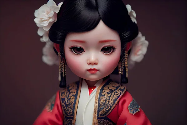 Plastic model wearing Chinese clothes mini girl.