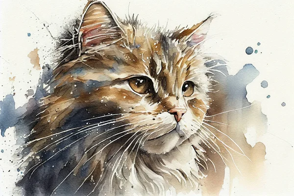 Cat drawing with bit of watercolour.