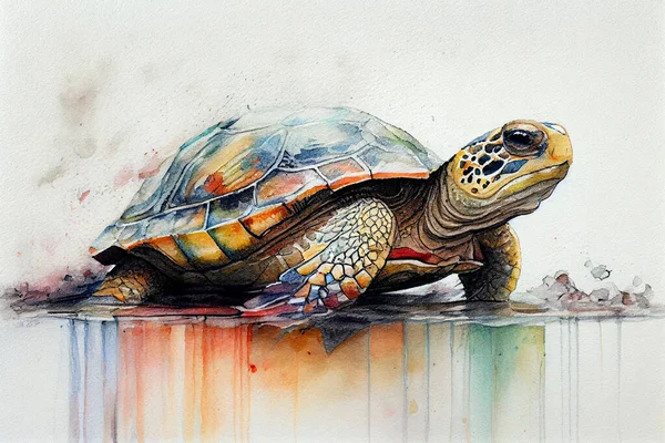Turtle drawing with bit of watercolour.