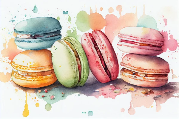 Macarons drawing with bit of watercolour.