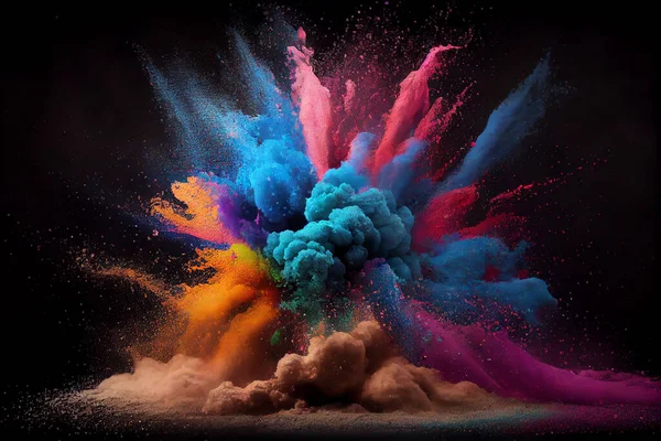 Explosion of colored powder on black backgound.