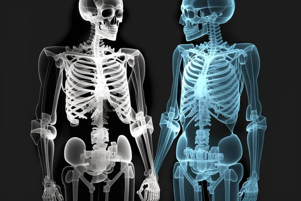 X-ray dfemales skeleton upper body.