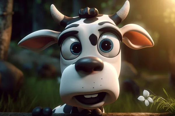 Happy cute cow cartoon character.